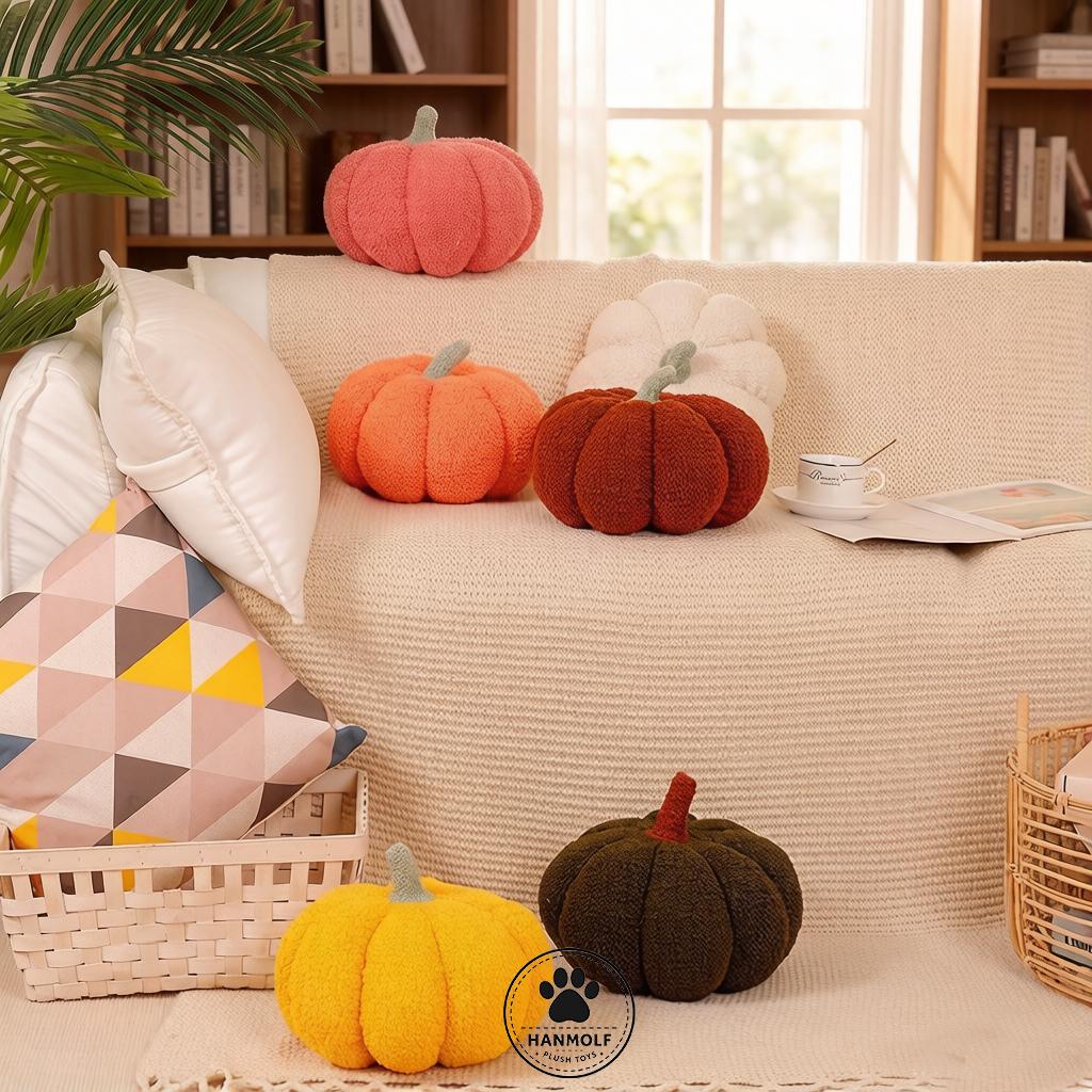 1825Cm Small Pumpkin Plush Pillow Stuffed Six Colors Plant Cushion Halloween'S Day Party Prop Plushie Home Decoration Gift
