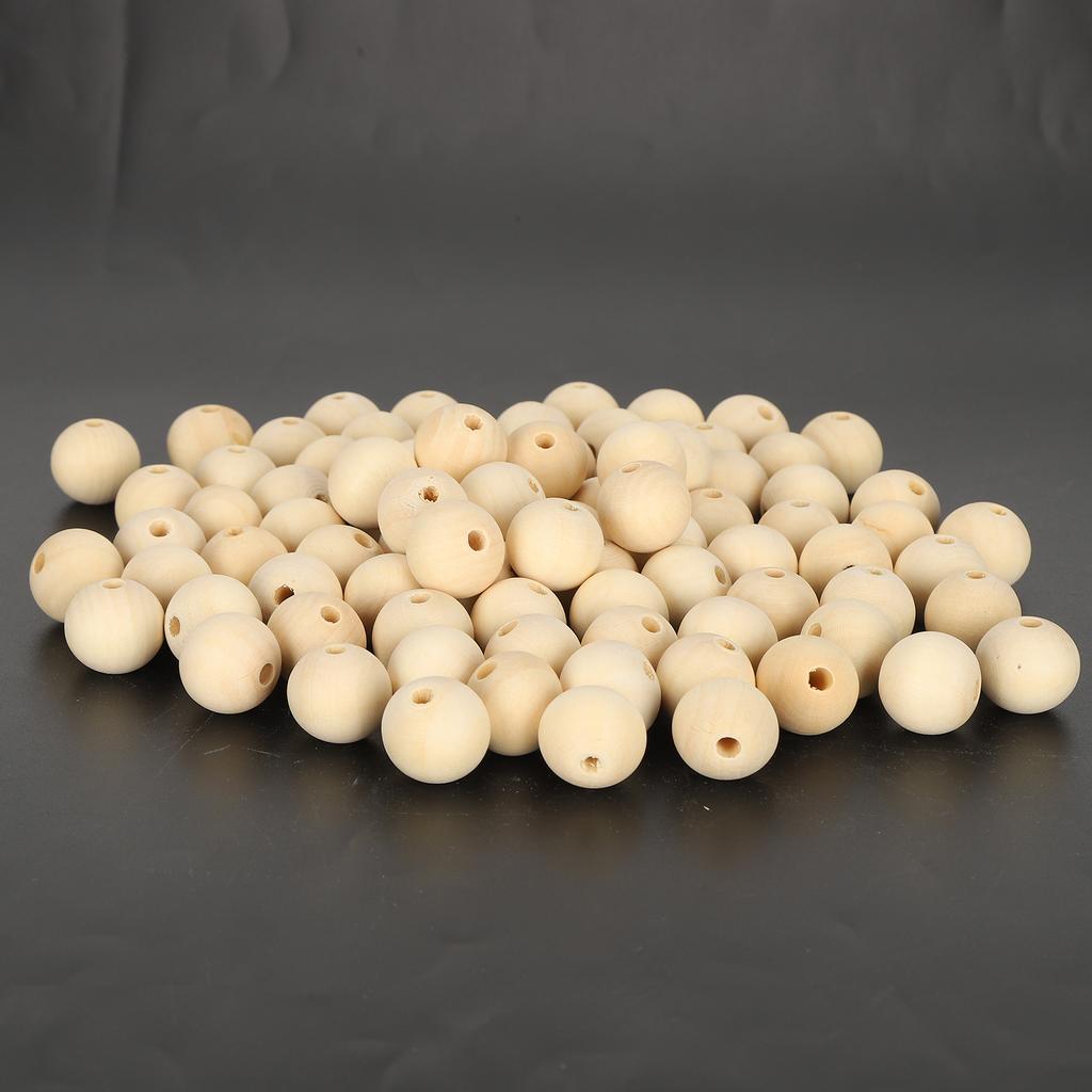 200Pcs Wooden Beads Round Hole Necklace Ball Spacer Jewelry Decoration Making Supplies