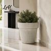 Deep Root Planters for Large Trees Round Planter with Drainage Hole 12 Inch Dia Stone-Look Flower All Weather Floral Containers Deck Pot Modern