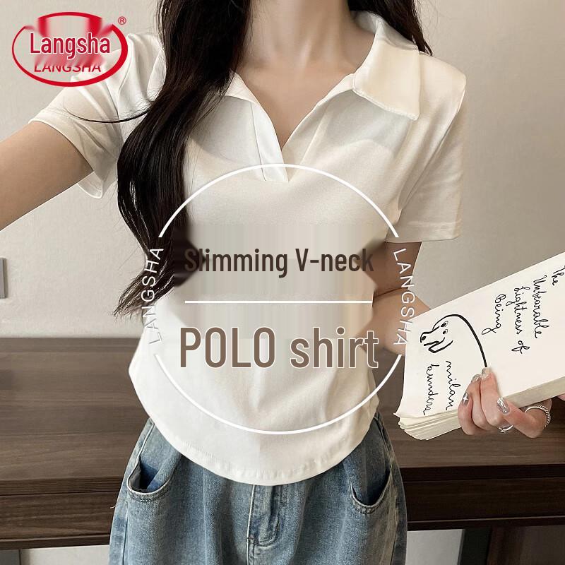 

Langsha Women s V-Neck Slim Fit Short Sleeve T-Shirt One Size