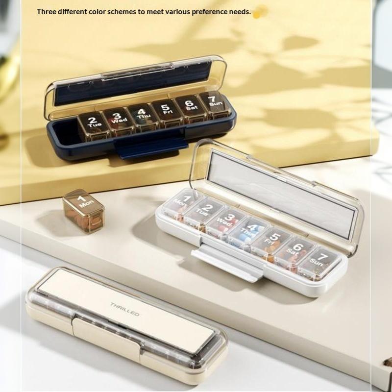 7-Day 7-Compartment Pill Box Tightly Sealed Convenient To Carry Provides Individual Compartments Daily Medication Organization