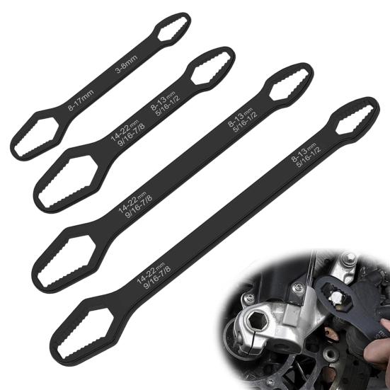 4 Stück/Set Universal-Schlüssel Doppelkopf Selbstanziehende Schlüssel Verstellbare Größe Multifunktions-Ratsche Schlüssel Auto-Reparatur-Set