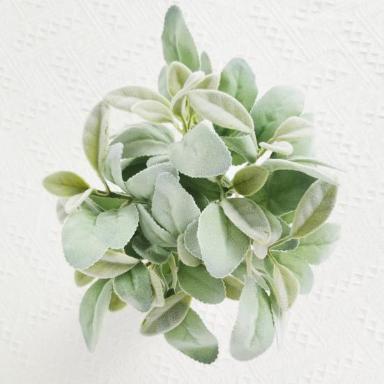 5Pcs Artificial Flocked Reusable Lambs Ear Faux with Stem Leaves Home Wedding Party Greenery Floral Arrangement