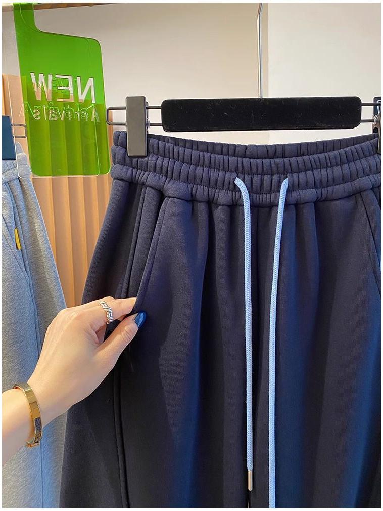 Women's Plus Size Fleece-Lined Harem Sweatpants – Autumn/Winter Style, Loose Fit, Nine-Point Cuffed.
