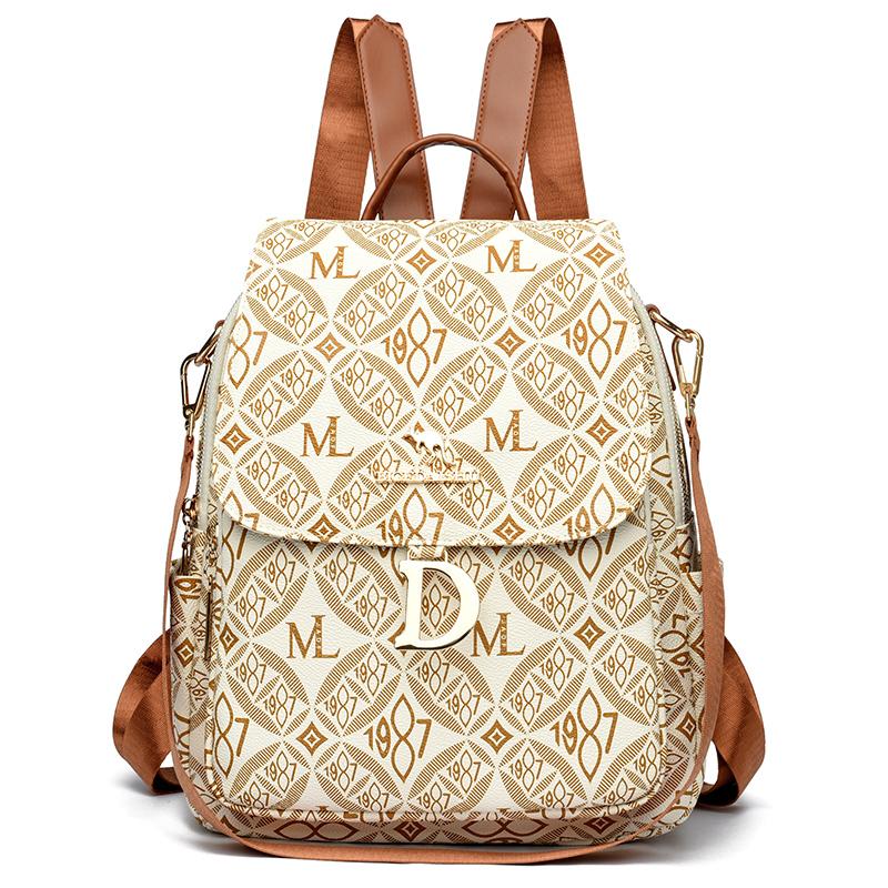 Retro Print Backpack Women's Multi-Functional Travel Small Backpack Commuter Backpack