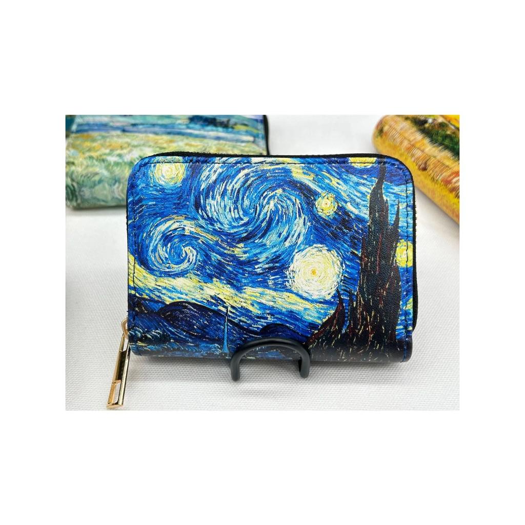 New PU Leather Printing Coin Card Zipper Wallet Fashion Van Gogh Paintings Men Women Credit Passport Card Bag Holder Souvenirs