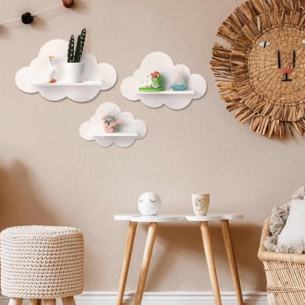 Durable Floating Shelf Wooden Cloud Shape Shelf Modern Style Wall Shelf Display  Living Room
