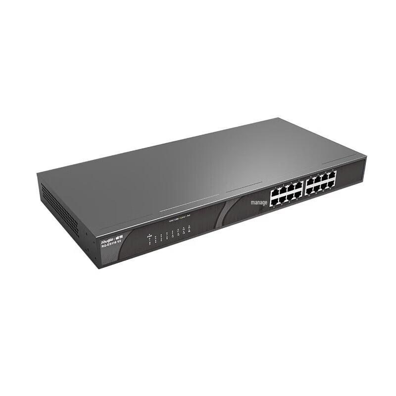 Switch Ethernet Não Gerenciado Ruijie RG-ES116 V2 de 16 Portas 100M