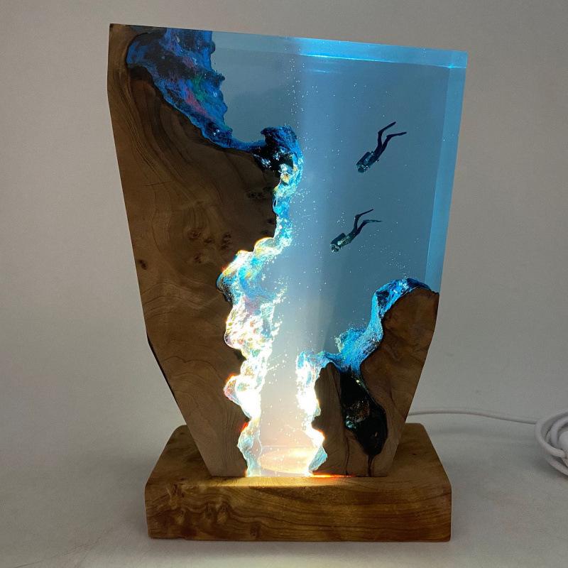 Adorno de Cubo de Resina de Ballena Jorobada Luminoso para Noche