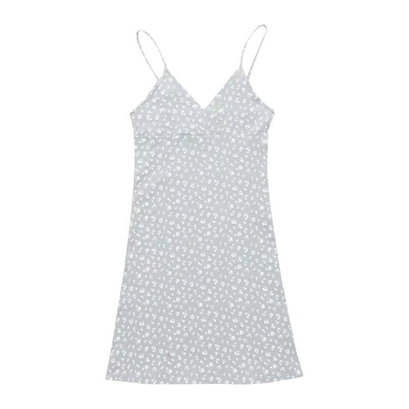 Vintage Printed V-neck Sexy Dress for Women Summer Floral Sleeveless Elegant Slim Fit Woman Dress Party Club Backless Casual Dresses 24489