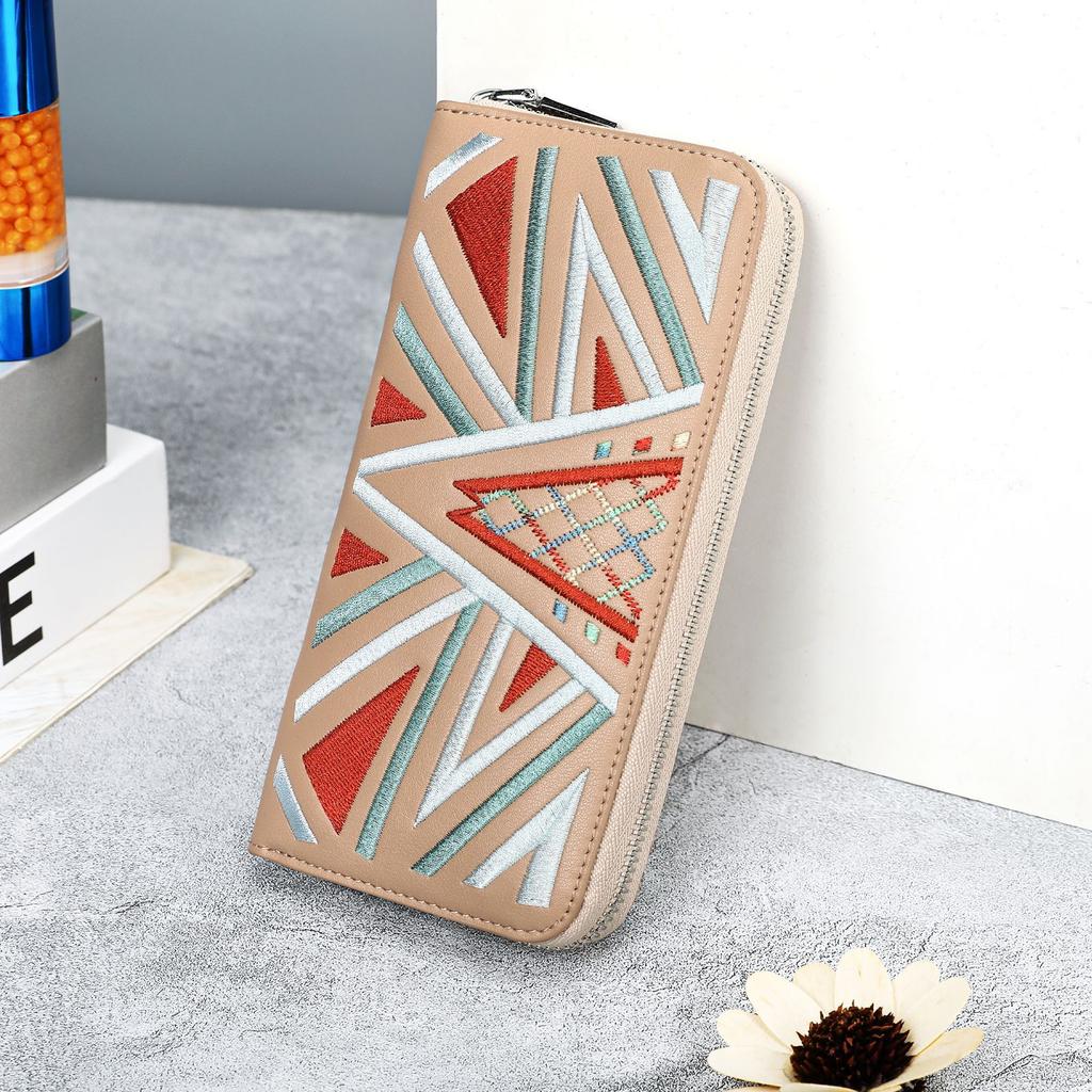 Fashionable Lady's Large-capacity Multi-functional Long Purse with Embroidered Ethnic Style Clutch Bag