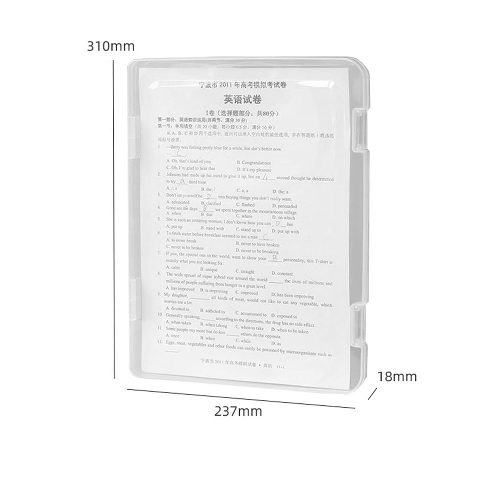 

A4 Clear Document Storage Box Paper Organizer Buckle Closure Stationery Organizer Folder Office Sorting Plastic Box Files Holder