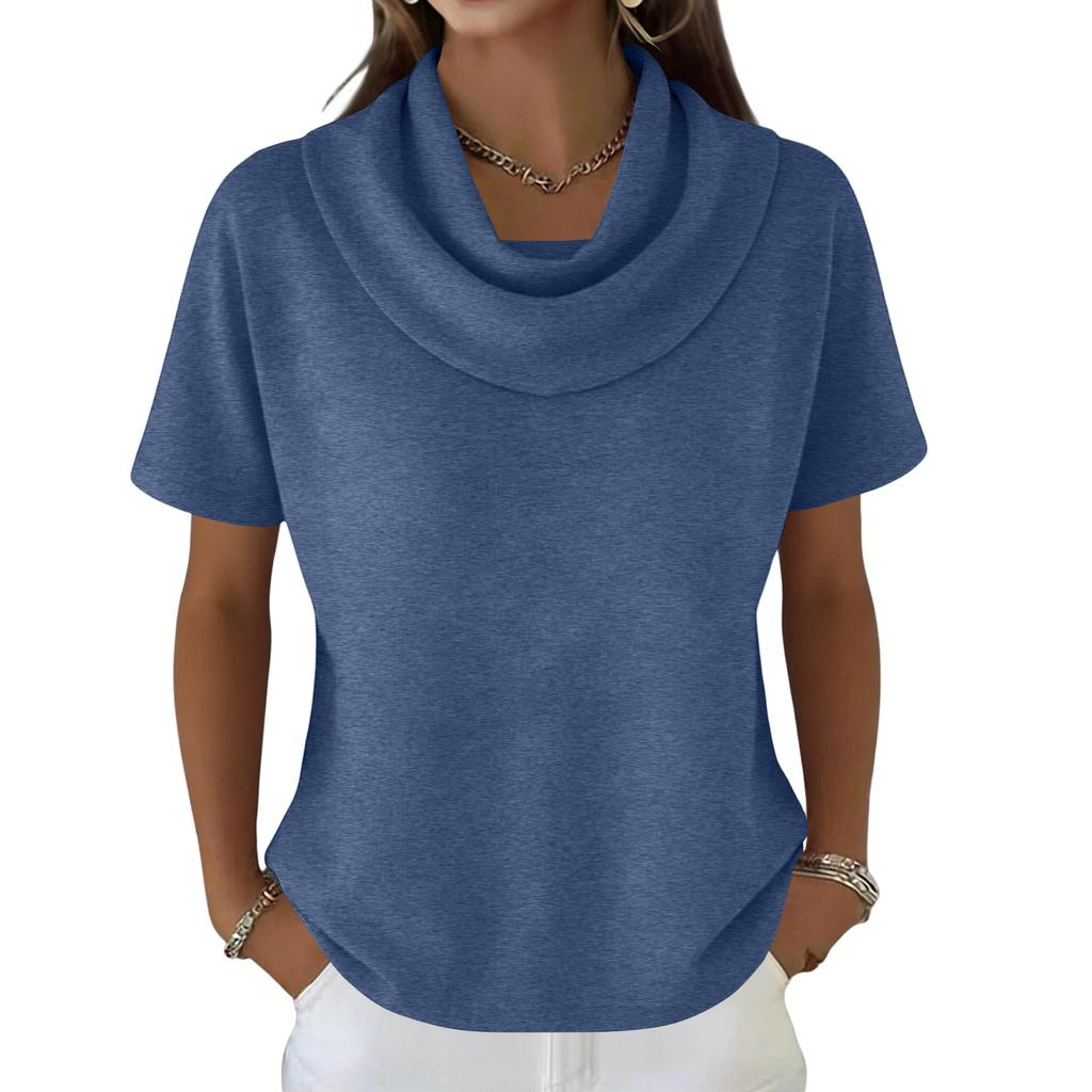 Women's Casual And Fashionable Round Neck Short Sleeved Color Top Sweater