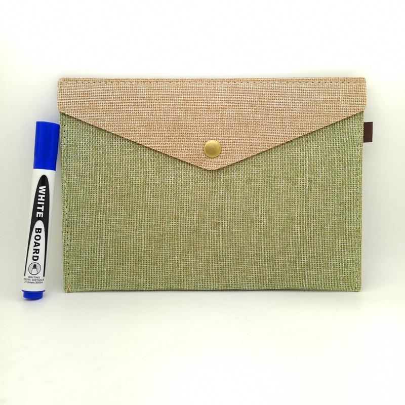 A4 Magnetic Button Linen-Feel Felt File Bag & Stationery Set for Office, Meetings, or School - A5 Document Storage