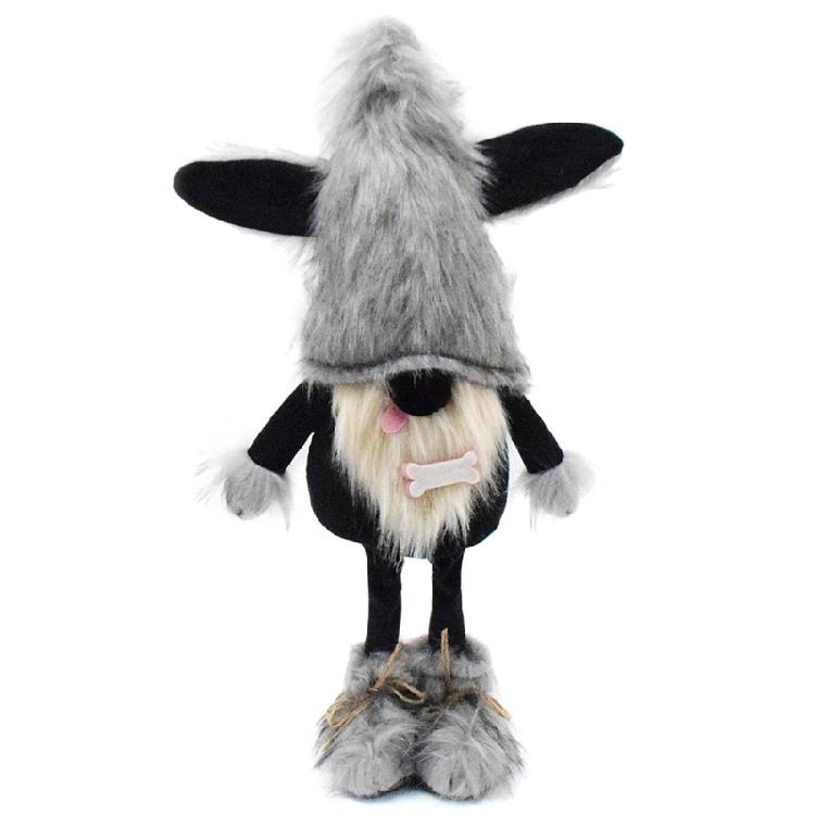 Black Dog Gnomes Figure Plush Dolls Scandinavian Swedish Tomte Puppy Figure for Animes Fan and Homes Office Decoration