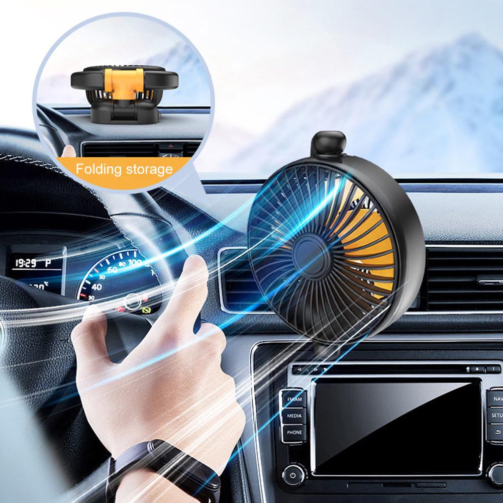 12V/24V Car Cooling Fan 360 Rotation Air Circulator Fan Low Noise Dashboard Air Vent Cooling Fan Summer Car Accessories