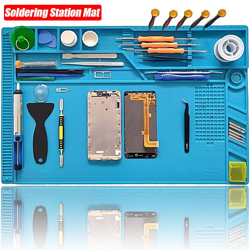 Silicone Work Mat Soldering Station Mat Heat Resistant 932°F Anti-Static Magnetic Mat for Electronic Phone Laptop Watch Repair