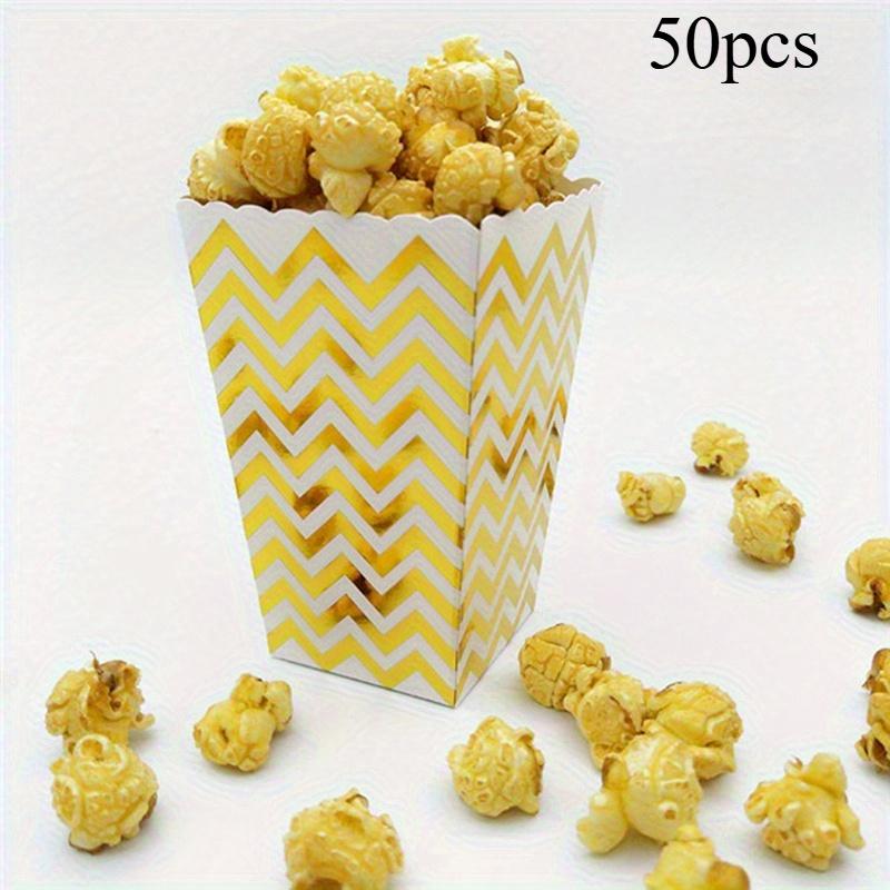 

50 шт. Бумажные коробки для попкорна с золотым горошком и полосками - Элегантные контейнеры для закусок для свадеб, дней рождений и праздничных торжеств, контейнеры для вечеринок Wave