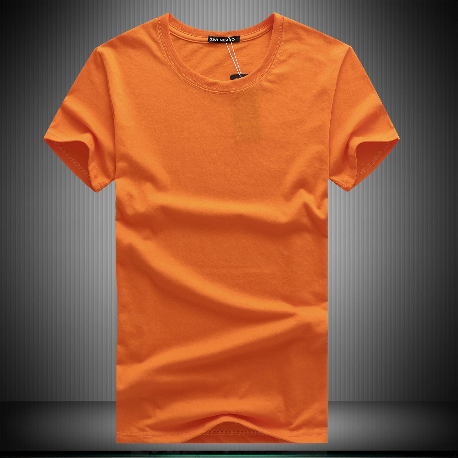 

QICED Летняя футболка с короткими рукавами, мужская футболка с круглым вырезом и трендовым низом XL оранжевый