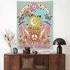 Aesthetic Retro Vintage Tapestry Wall Hanging 70s Hippie Boho Bohemian Tapestries with Trippy Mushroom Butterfly Moth Daisy