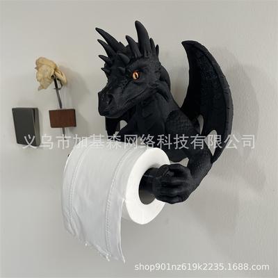 Black Dragon Toilet Paper Holder Fantasy Resin Tissue Roll Dispenser For Bathroom Wall Mount Home Bedroom Gothic Decoration