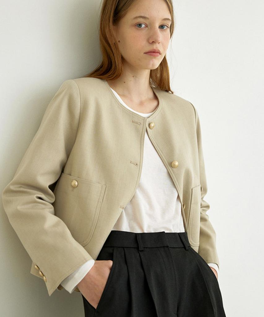 Asif Basic Round Jacket (Khaki Beige)