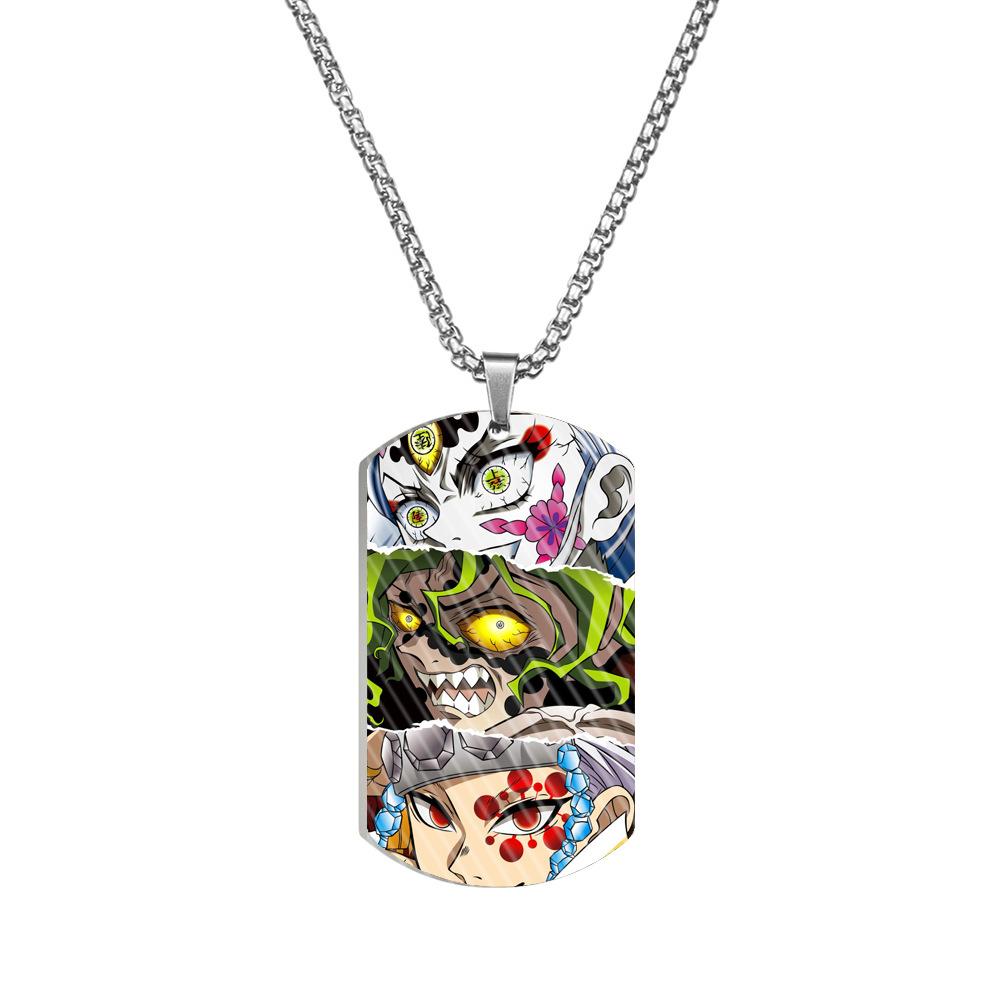 Demon Slayer Kimetsu No Yaiba Tanjiro Nezuko Stainless Steel Color Printed Dog Tag Necklace Anime Cosplay Accessory Gift For