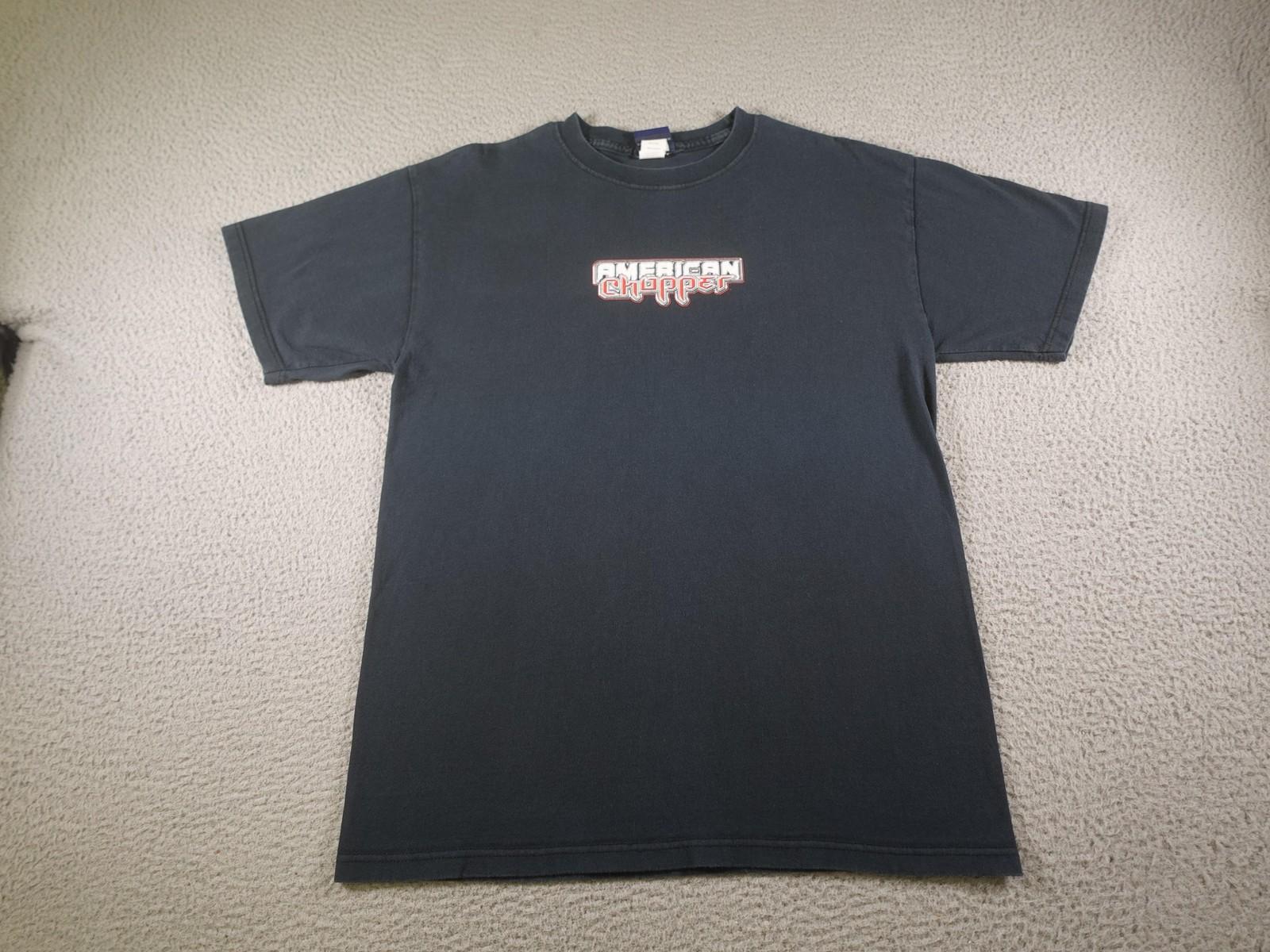 Vintage American Chopper Shirt Mens Large Black Firebike Flames Motorcycle Biker Unisex T-Shirt S