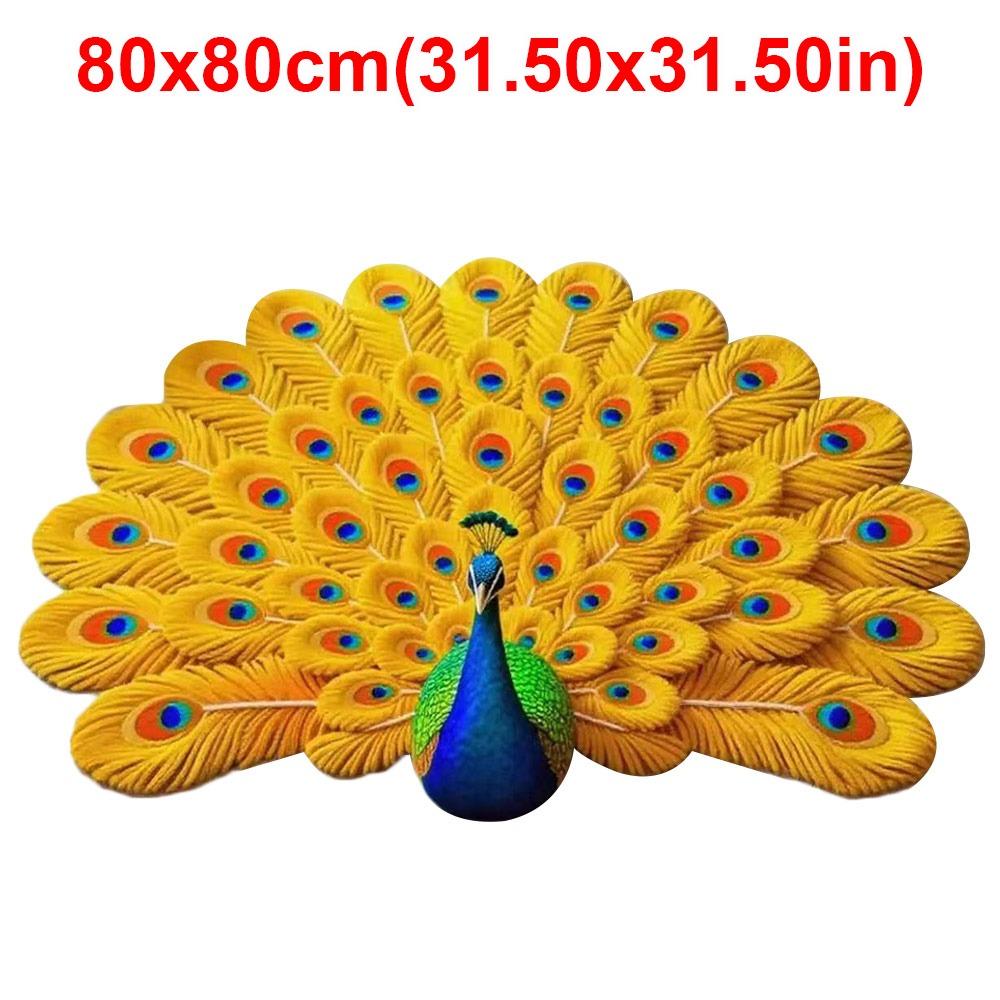 Special-shaped Peacock Carpet Non-slip Soft Peacock Mat 40x40cm/80x80cm Absorbent Door Gasket for Living Room Tea Table Bedside