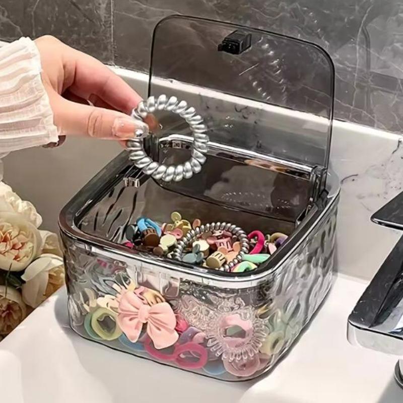 Hair Accessory Storage Box Desktop Girl Hair Clip Hair Ring Hair Clip Rubber Band Transparent Acrylic Sorting Box Storage Basket