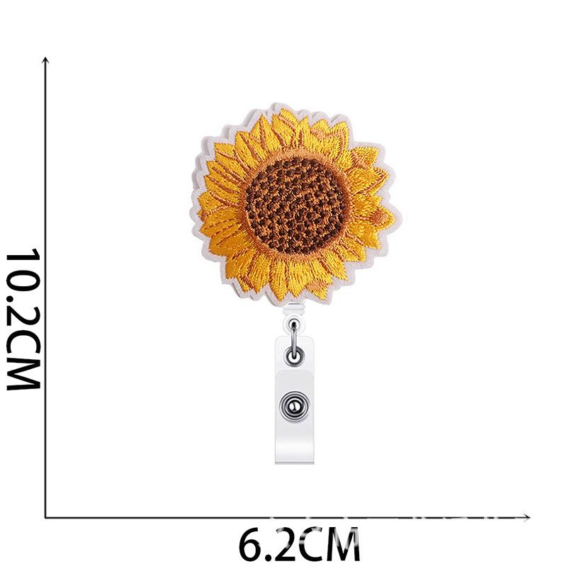 Sunflower Easy-Pull Button Embroidery Cloth Sticker, Sunflower Embroidery Sticker, Clothes Patch Sticker, Crocodile Clip, Computer Embroidery Label