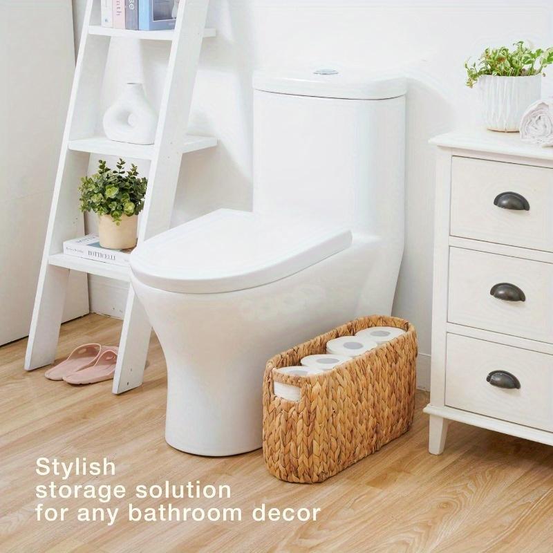 Toilet Paper Storage Basket, Toilet Paper Holder with Storage Coastal Bathroom Decor, Rattan Bathroom Accessories