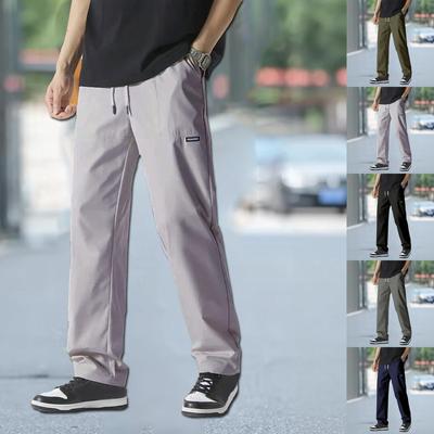 Pantaloni da uomo in cotone con coulisse Leggeri Traspiranti Resistenti all'acqua Pantaloni da spiaggia Casual Vestibilità Larga Lunghi per Attività Estive all'Aperto
