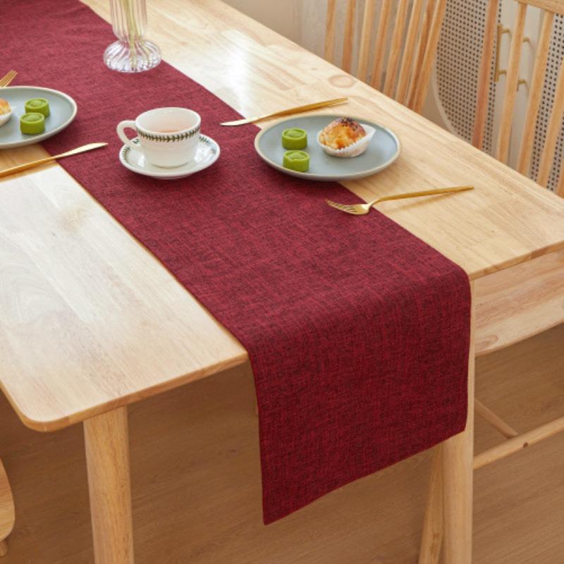 Double Sided Exquisite Craftsmanship Table Runner Chinese Tea Mat Cloth Artificial Linen Tablecloth Festival Party Daily Dining Table Decora Fabric