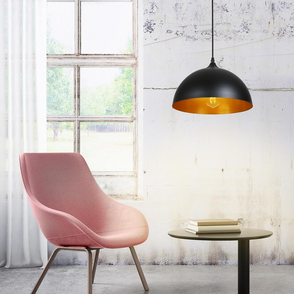 Tomshine Plug-in Metal Pendants Light Classic Black Lampshades Industrial Hanging Ceiling Lamp with