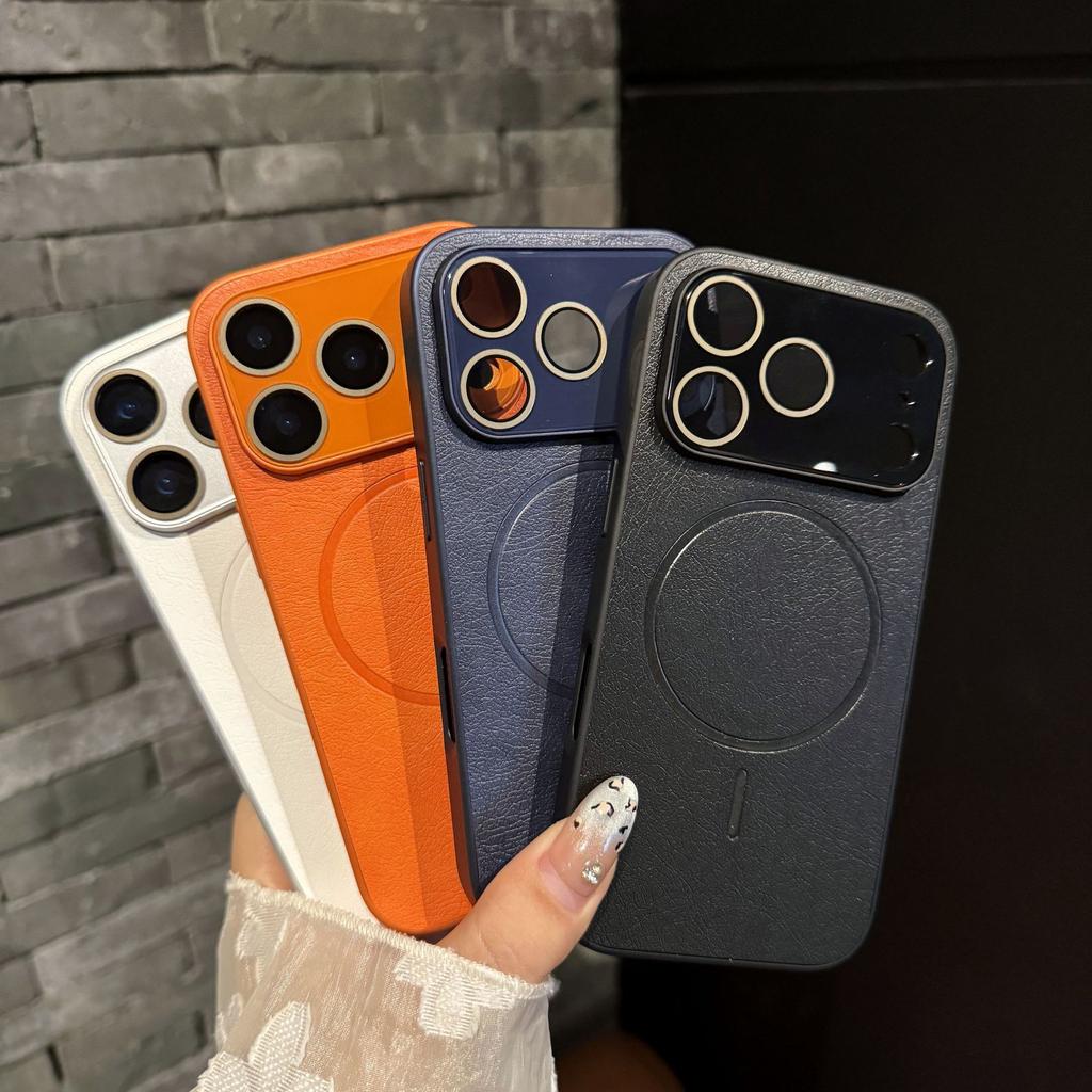 Feiner Kreis Magnetische Saugkraft für IPhone 17 Leder Handyhülle für IPhone16promax mit Objektivfolie Schutzhülle