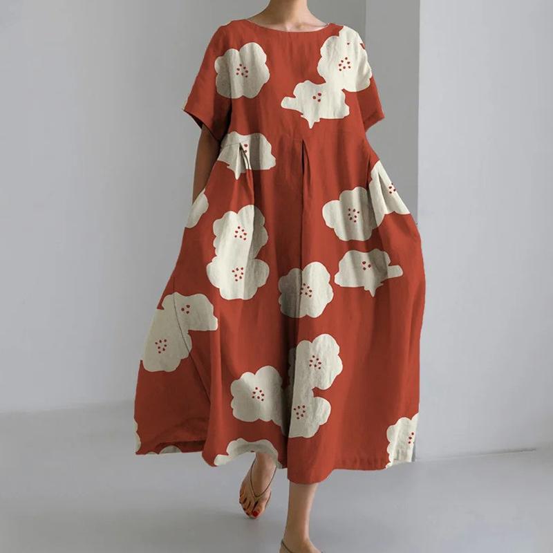 Весенне-летнее модное повседневное женское платье с круглым вырезом и короткими рукавами XXXL