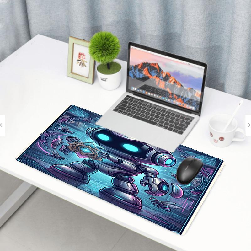 Cosmic Bot Crew Print Mouse Pad, Anti‑Slip Desktop keyboard Mat, for PC Laptop Gaming Working Daily Use, Cool Festival Surprise Gift