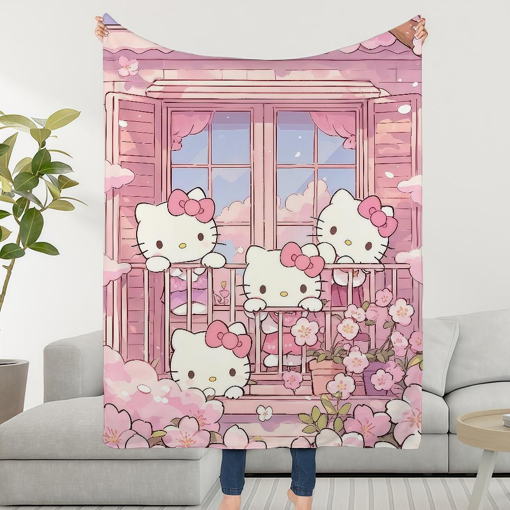 

Blanket Throw SRO Super Cosy Plush Living Room K-Kitty H-Hello Sofa Pink Couch Princess Childish Birthday Gifts 75cm x 90cm