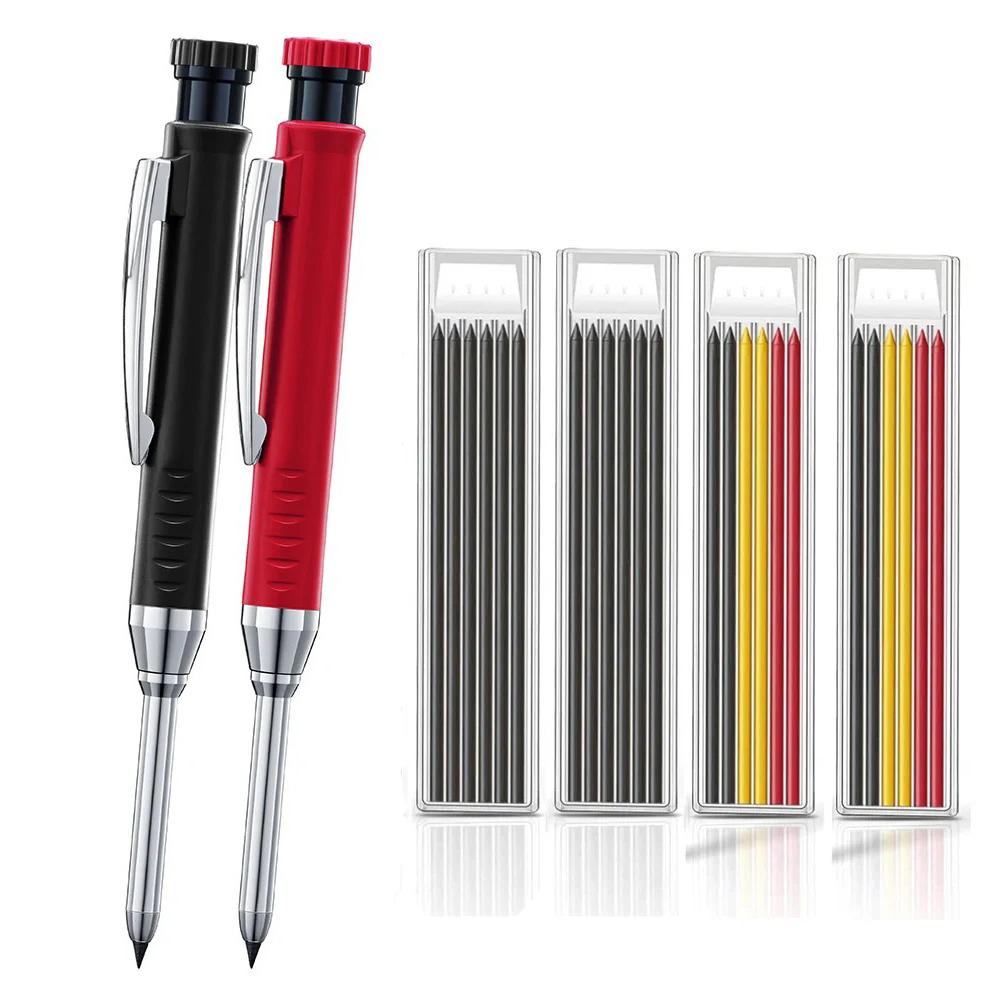 2.8mm Solid Carpenter Pencil Mechanical Pencil with Built-in Sharpener Carpentry Long Head Carpenter Pencil Stationery Supply