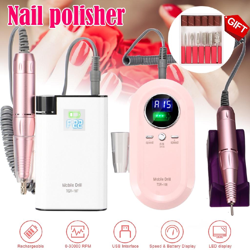 Perceuse à ongles portable rechargeable 30 000 tr/min, machine de manucure, lime à ongles électrique, outils pour nail art, ensemble pour forets à ongles