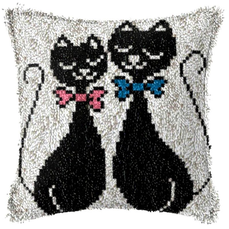 Animal Series Latch Hook Pillow Hooks Hand Knitted Embroidery Carpet Pillow Unfinished Embroidery Latch Hook Kits Smyrna Package