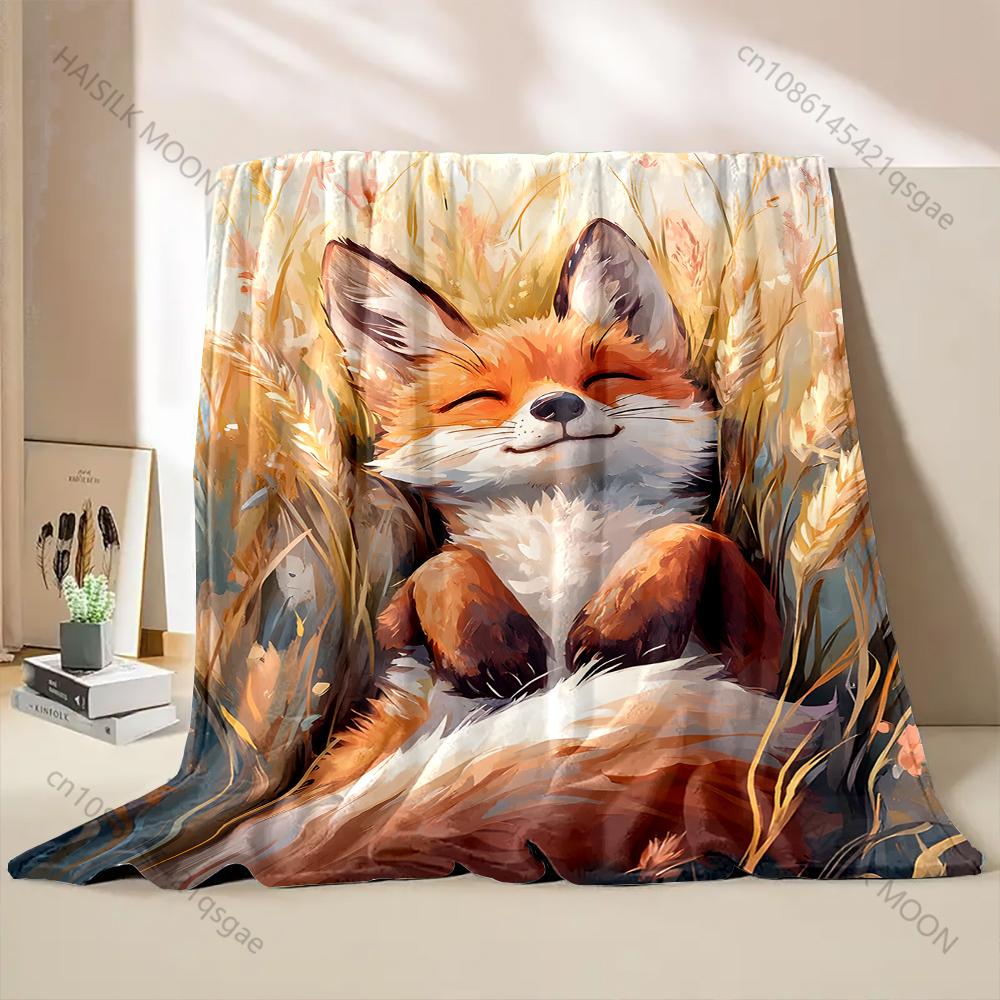 Fox resting in golden grass Print Adult Children Warm Blankets Home Travel Car Soft and Comfortable Suitable for all seasons