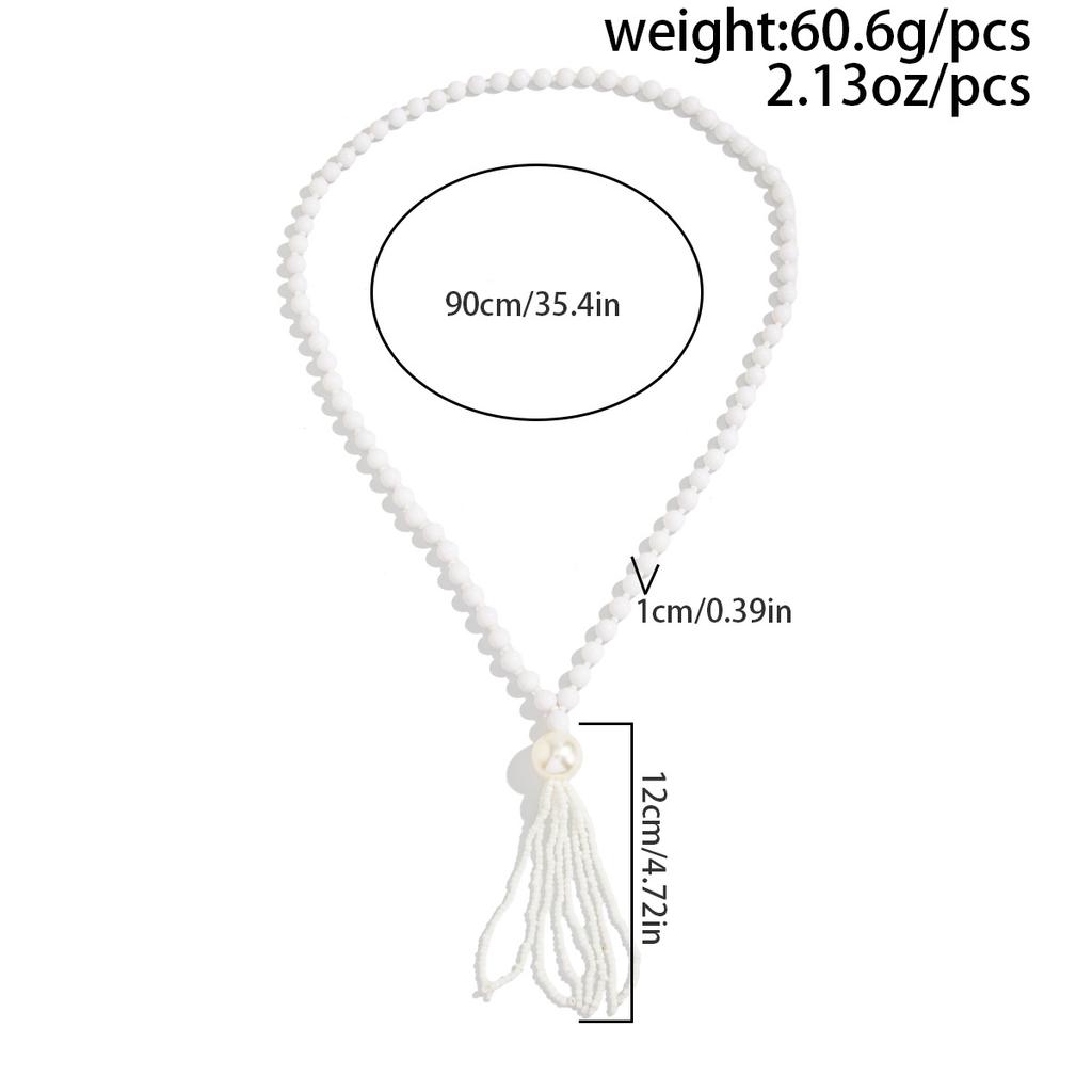 Acrylic Bead Chain Necklace for Women Vintage Tassel Sweater Chain Jewelry Accessory