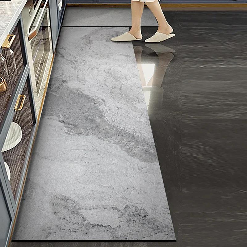 

Carpet for Kitchen Marble Pattern Floor Mat Non-slip Oil-proof Pvc Waterproof Leather Long Strip Rug Alfombras De Cocina 1pc 50x80cm