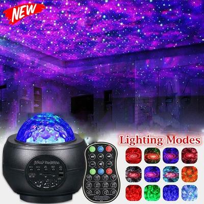 Bluetooth Star Projector Nachtlamp Stem- en afstandsbediening Verlichtingsmodi Ingebouwde muziekspeler Star Galaxy Ocean Wave Projectielamp