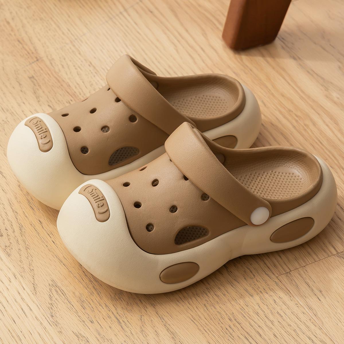 

Детские тапочки Lidani с защитой от столкновений, одежда для девочек, 2025, новые сандалии с открытой улыбкой, обувь с большой головой, детская обувь с отверстиями 25-26 какао коричневый