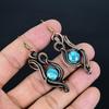 Blue Copper Turquoise Handmade Gemstone Earrings,  999 Copper Wire Wrap Earrings Antique Jewelry, For Engagement Gift