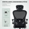 Office Chair, Ergonomic Desk Chair with Flip-Up Armrests, Adjustable Lumbar Support, Black