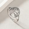 Creative Personality Stainless Steel Circle Hollowed-out Life Tree Couple Rings for Men Women Trendy Hip-hop Amulet Jewelry Gift